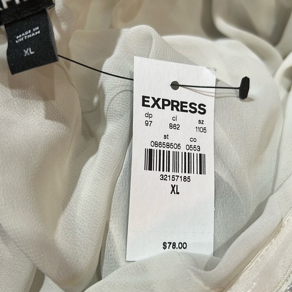 Express Metallic Pleated Off The Shoulder Balloon Sleeve Top XL - Picture 5 of 7